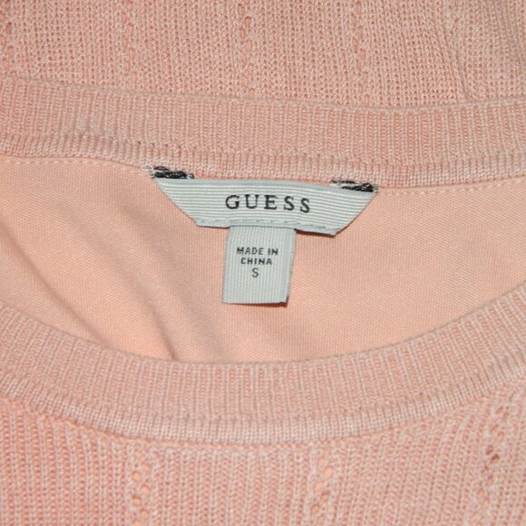 Guess Lined Knitted Bodycon Midi Knee Length Scoop Neck Peachy Pink Dress Size S - Picture 10 of 10